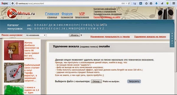 Interface Service Ru.Minus Интерфейс сервиса Ru.Minus