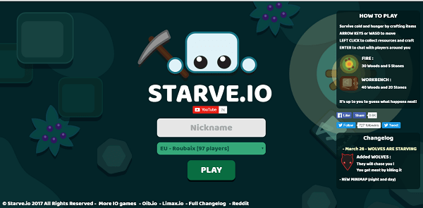 Оғоз кардани экран starve.io Начальный экран starve.io